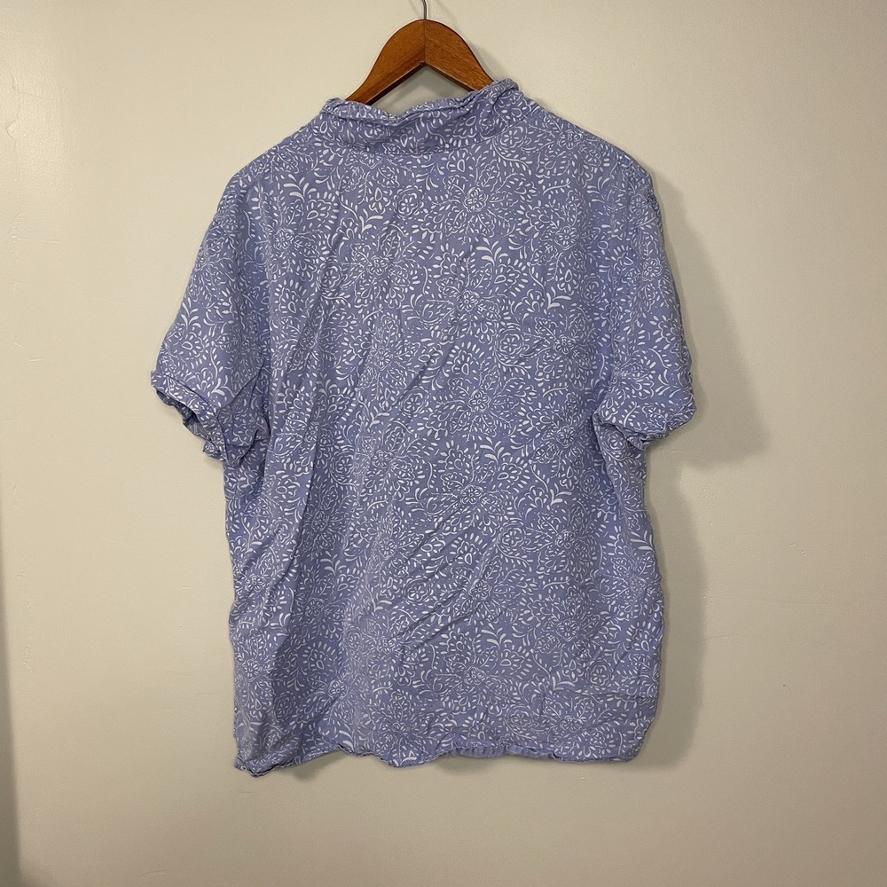 Fresh Produce Button Front Collared Shirt Womens Size L Blue Made In USA Vintage - Picture 4 of 6